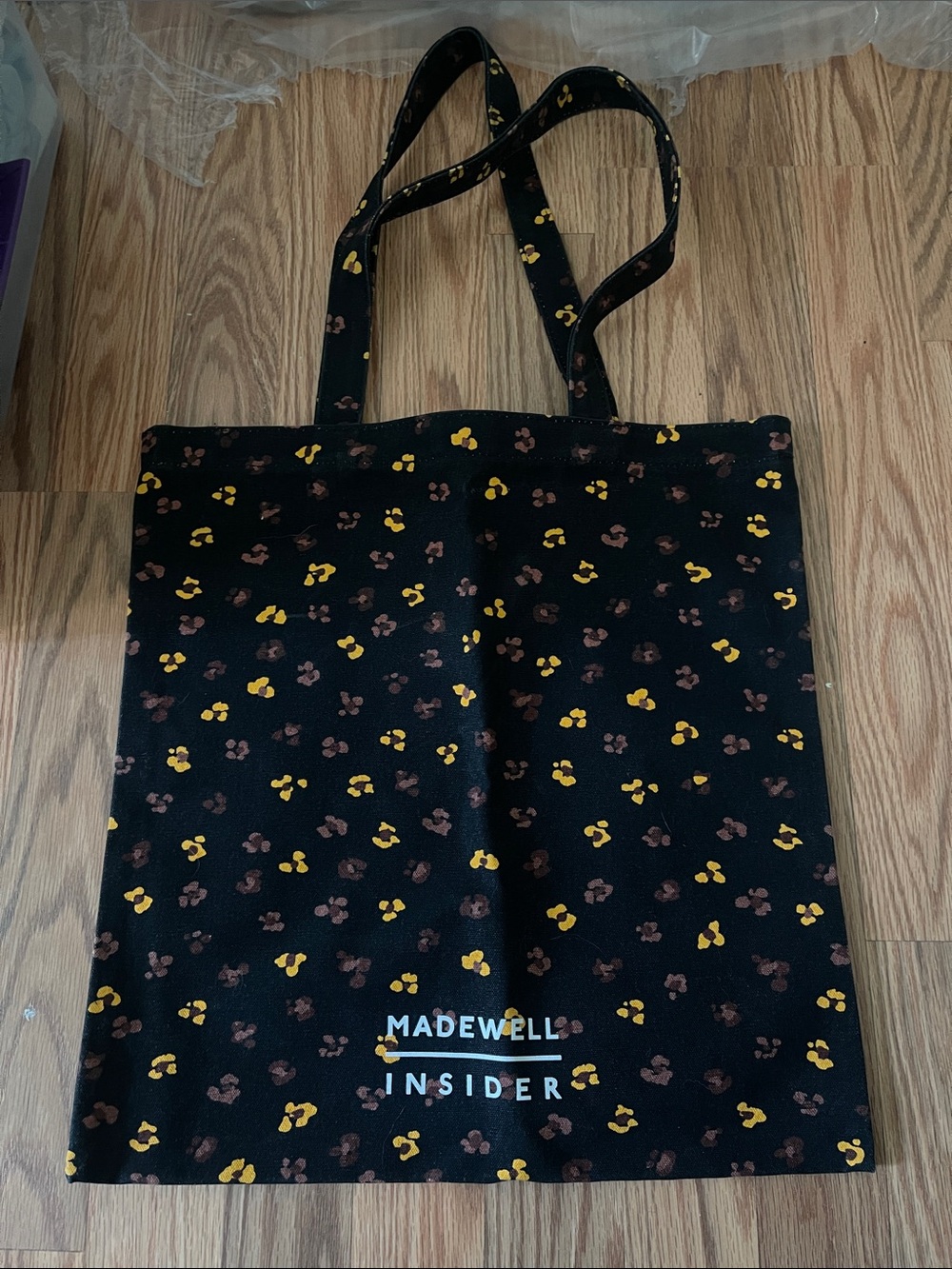 Madewell Insider Black Tote with Yellow and Brown Floral Accent